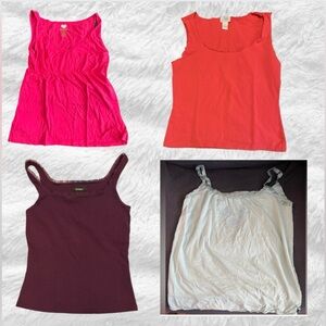 Lot of 4 tank tops, size Medium, various brands and colors